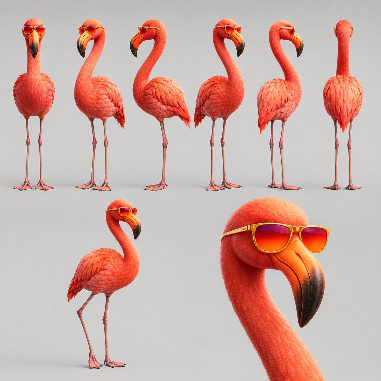 Flipp the Flamingo official character turnaround sheet